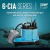 imageLittle Giant 6CIA 115 Volt 13 HP 2760 GPH Cast Iron Submersible Sump Pump with Extended Leg Kit and Integral Diaphragm Switch 10Ft Cord Blue 506162Cast Iron  115V  10 Cord  Piggyback Float