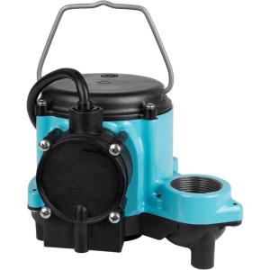 imageLittle Giant 6CIA 115 Volt 13 HP 2760 GPH Cast Iron Submersible Sump Pump with Extended Leg Kit and Integral Diaphragm Switch 10Ft Cord Blue 506162Cast Iron  115V  10 Cord  MidLevel Diaphragm Switch for Under Sink