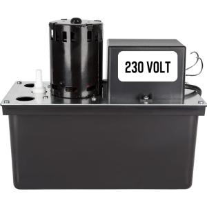 imageLittle Giant VCL45ULS 115 Volt 15 HP 450 GPH Automatic Condensate Removal Pump with 1Gallon Tank and Safety Switch 6Ft Cord Black 553240230Volt 270 GPH