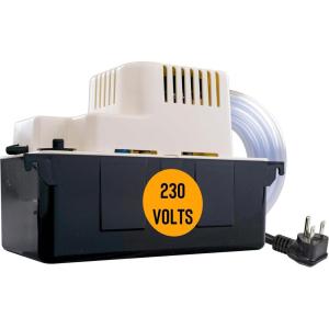 imageLittle Giant VCMA20ULST 230 Volt 80 GPH 130 HP Automatic Condensate Removal Pump for HVACRefrigeration SystemsDehumidifiers with Overflow Detection Switch and 20Foot Tubing WhiteBlack 554461230V with Overflow Detection Switch  Tubing