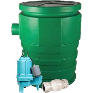 imageLittle Giant WCR9SP 115 Volt 410 HP 4800 GPH Automatic Outdoor WaterSeepage Collection and Removal System with Sewage Pump 20 Piggyback Float Switch Structural Foam Cover GreenBlue 509081Steel Cover