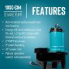 imageLittle Giant 10SCCIM 208230Volt 7200 GPH 12 HP Manual Cast Iron SewageEffluent Pump No Switch with 2inch FNPT Discharge and 20Ft Cord Blue 511438115V  3  20 Cord  No Switch