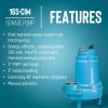 imageLittle Giant 16SCIM 230Volt 1 HP 9600 GPH Manual Submersible Sewage Ejector Pump 20 Cord with Plug 3Inch Discharge Blue 51462040 Lead Wires Plugless