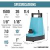 imageLittle Giant 5ASPLL 115Volt 16 HP 1500 GPH Automatic Aluminum Utility Pump with LowLevel Piggyback Diaphragm Switch 18Ft Cord Blue 505717Manual Utility  1500 GPH  10 Ft Cord