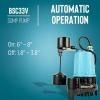 imageLittle Giant BSC33T 13 HP 115 Volt 3000 GPH Automatic Submersible Cast Iron SumpEffluent Pump with Piggyback Tethered Float Switch and 10Ft Cord Blue 506255506254