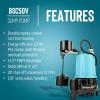 imageLittle Giant BSC33T 13 HP 115 Volt 3000 GPH Automatic Submersible Cast Iron SumpEffluent Pump with Piggyback Tethered Float Switch and 10Ft Cord Blue 506255511252