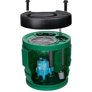 imageLittle Giant 10SP2V2D Pit Plus SR Sewage Basin System with 115Volt 12 HP 7200 GPH 10SCCIM Sewage Pump ECM switch and 20Ft Cord GreenBlueBlack 51168524x24  9SCCIM  Float  No Alarm  2 Vent
