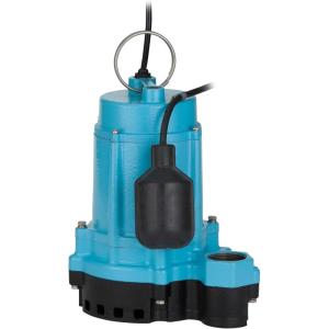 imageLittle Giant 6ECCIARF 13 HP 115 Volt 3180 GPH Automatic Submersible Cast Iron SumpEffluent Pump with Cast Iron Base Piggyback Tethered Float Switch and 20Ft Cord Blue 506858