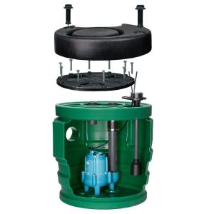 imageLittle Giant 9SF2V2D Pit Plus SR Sewage Basin System with 115Volt 410 HP 6000 GPH 9SCCIM Sewage Pump and 20Ft Cord GreenBlueBlack 50966124x24  9SCCIM  ECM Switch  No Alarm  2 Vent