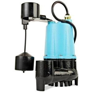 imageLittle Giant BSC33T 13 HP 115 Volt 3000 GPH Automatic Submersible Cast Iron SumpEffluent Pump with Piggyback Tethered Float Switch and 10Ft Cord Blue 506255506254