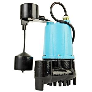 imageLittle Giant BSC33T 13 HP 115 Volt 3000 GPH Automatic Submersible Cast Iron SumpEffluent Pump with Piggyback Tethered Float Switch and 10Ft Cord Blue 506255511252