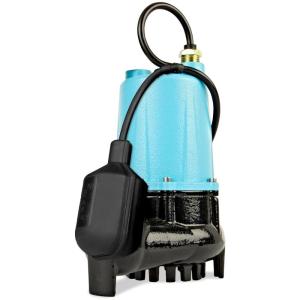 imageLittle Giant BSC33T 13 HP 115 Volt 3000 GPH Automatic Submersible Cast Iron SumpEffluent Pump with Piggyback Tethered Float Switch and 10Ft Cord Blue 506255506255
