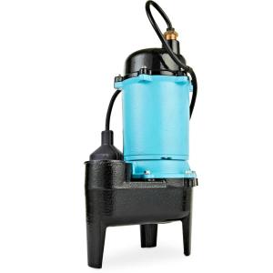 imageLittle Giant BSWC50T 12 HP 115 Volt 4920 GPH Automatic Submersible Cast Iron Sewage Pump with Tethered Float Switch and 10Ft Cord Blue 511256
