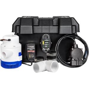 imageLittle Giant SPBS10HF 10 Amp 2520 GPH Sump Pump Battery Back Up System with Controller Backup Pump Switch Fittings Black 5064061 Amp