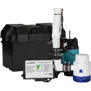 imageLittle Giant SPBS10HF 10 Amp 2520 GPH Sump Pump Battery Back Up System with Controller Backup Pump Switch Fittings Black 50640612 Amp with Primary Pump
