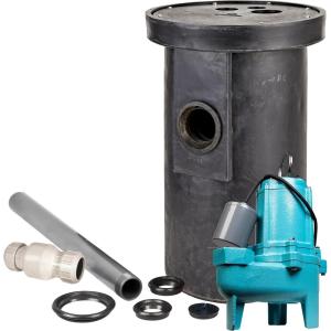 image:imageLittle Giant 9SSMPXRTK Preassembled Simplex Sewage System with 115volt 410 HP 9SCCIARF Sewage Pump with Piggyback Tethered Float Switch Polyethylene 18 x 30 Basin BlackBlue 509073